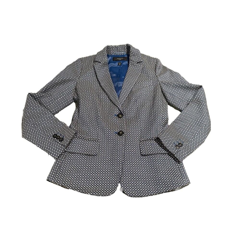 MAX MARA Womens Weekend 2 Button Blazer Jacket US 6 Medium Italy Blue/Beige/Gold